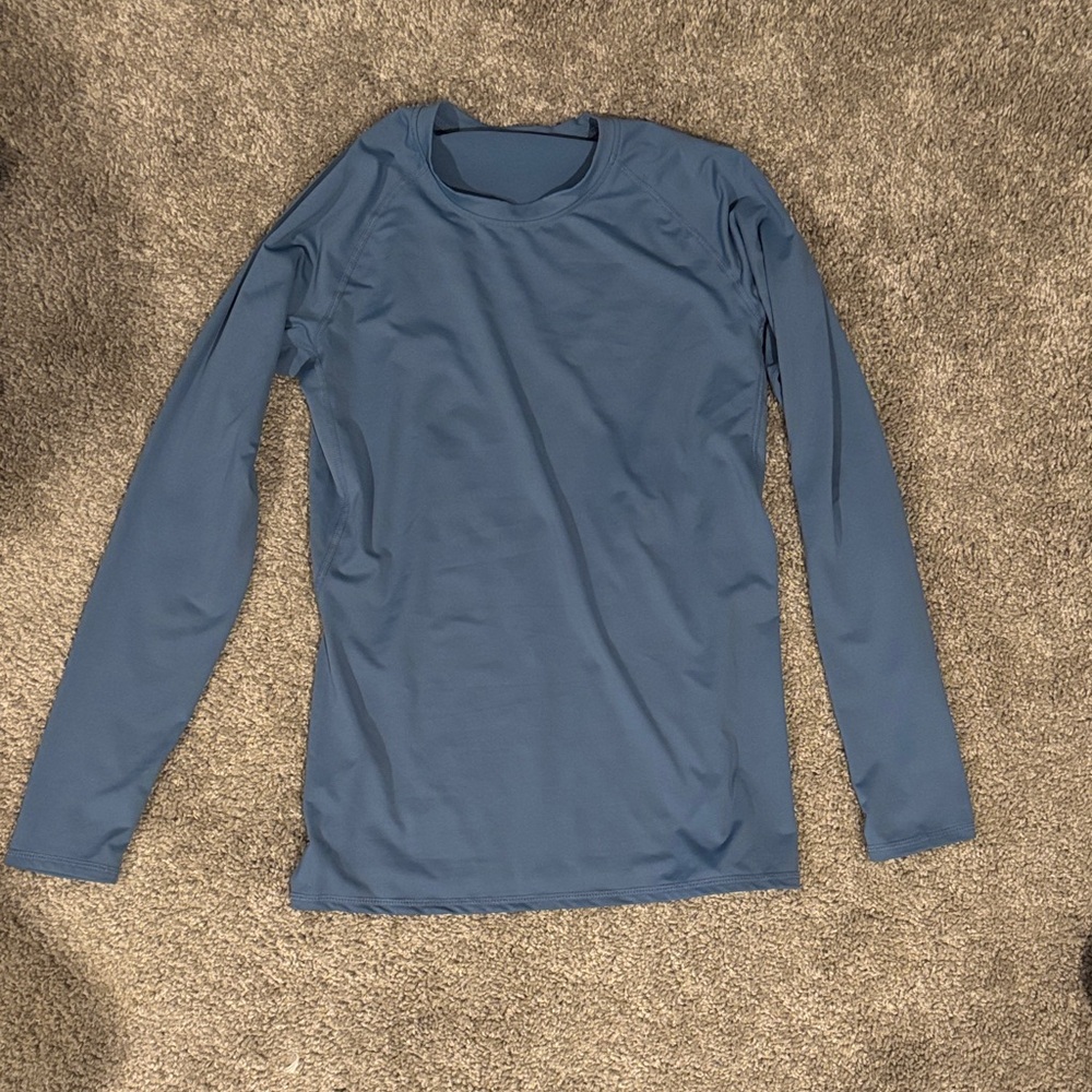 Long Sleeve Crew Neck Top in Slate Blue